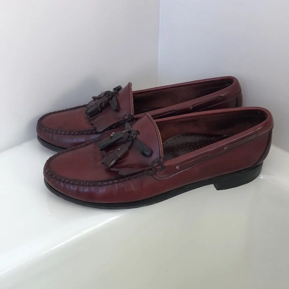 Mens Burgundy Cordovan Tassel Kiltie Loafers 100% Leather 8